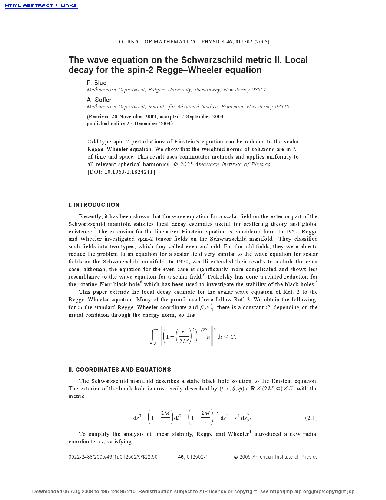 The wave equation on the Schwarzschild metric II. Local decay for the spin-2 Regge-Wheeler equation