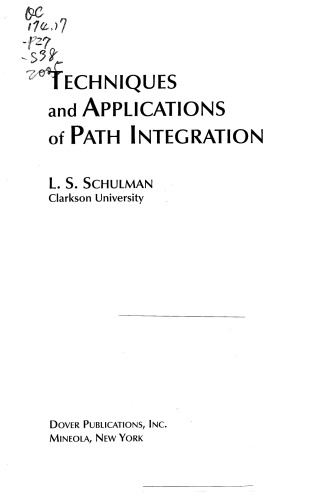 Techniques and Applications of Path Integration (Dover Books on Physics)