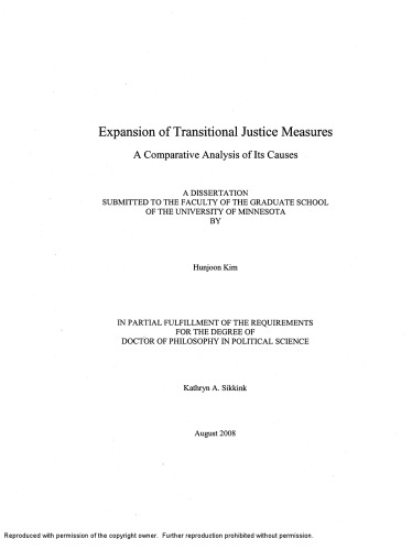 Expansion of Transitional Justice Measures - A Comparative Analysis of Its Causes