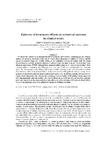 Patterns of treatment effects in subsets of patients in clinical trials
