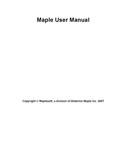 Maple 10 User Manual