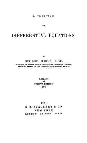A Treatise on Differential Equations