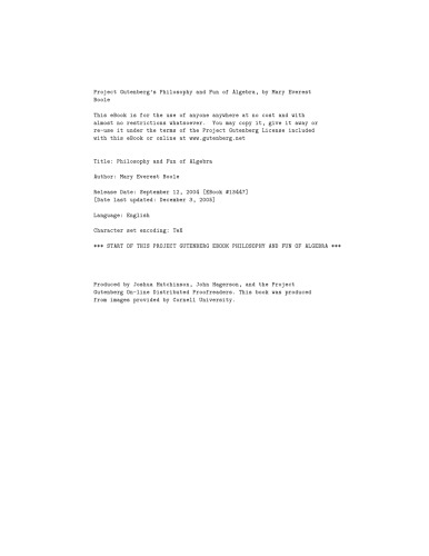 Philosophy and Fun of Algebra