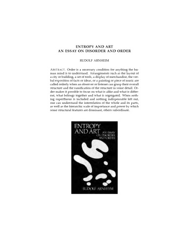 Entropy and Art: Essay on Disorder and Order