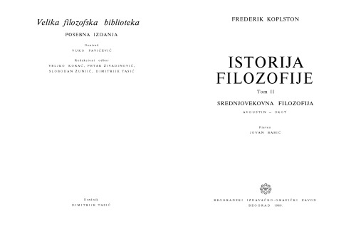 Istorija filozofije, Tom II, Srednjovekovna filozofija