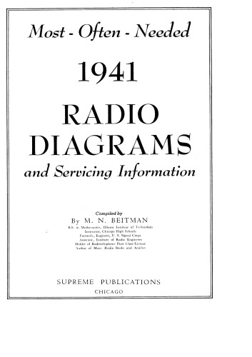 Most Often Needed 1941 Radio Diagrams and Servicing Information