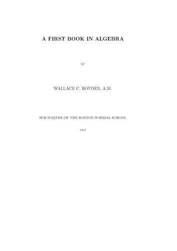 A First Book in Algebra