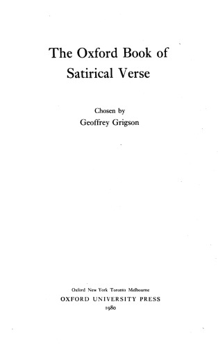 Oxford Book of Satirical Verse