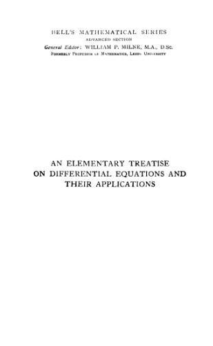 An elementary treatise on differential equations and their applications