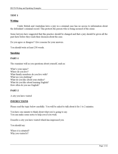 IELTS-Writing and Speaking Examples