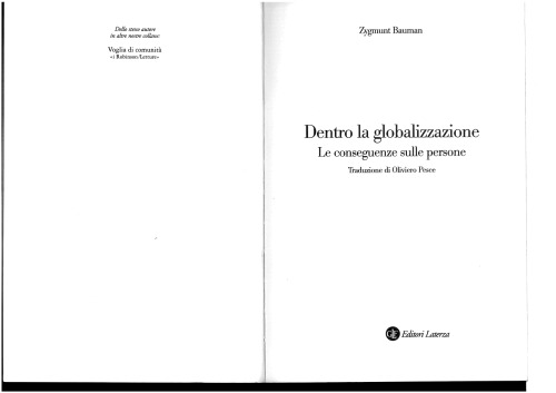 Dentro la globalizzazione. Le conseguenze sulle persone
