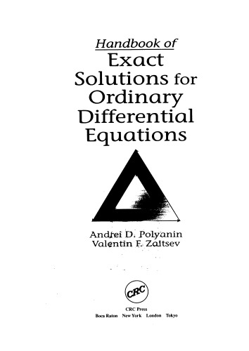 Handbook of exact solutions for ordinary differential equations