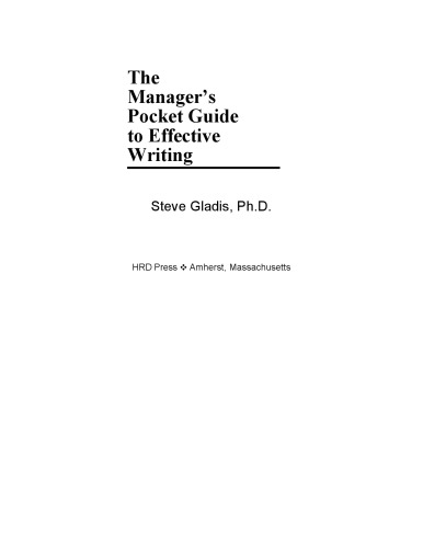 Manager's Pocket Guide to Effective Writing (Manager's Pocket Guide Series)