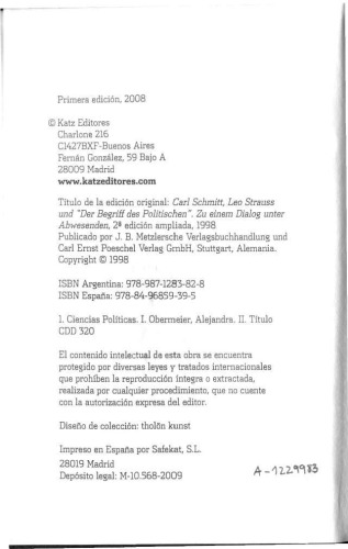 Carl Schmitt, Leo Strauss y El concepto de lo político. Sobre un diálogo entre ausentes