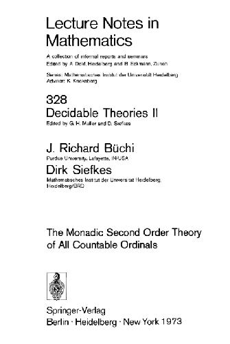 Decidable Theories: Vol. 2: The Monadic Second Order Theory of All Countable Ordinals