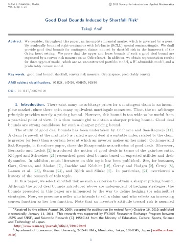 SIAM Journal on Financial Mathematics Vol 2
