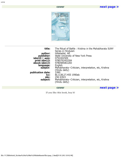 The Ritual of Battle: Krishna in the Mahabharata