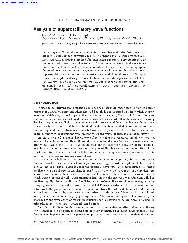 Analysis of superoscillatory wave functions