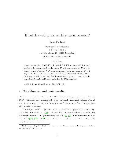 H-bubbles with prescribed large mean curvature