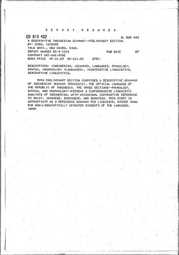 A descriptive Indonesian grammar