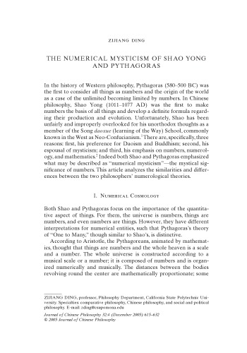The numerical mysticism of Shao Yong and Pythagoras