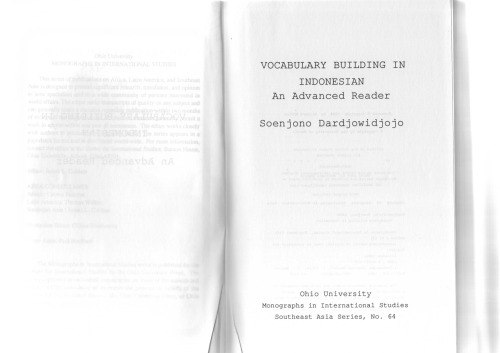 Vocabulary Building in Indonesian: An Advanced Reader (Ohio RIS Southeast Asia Series)