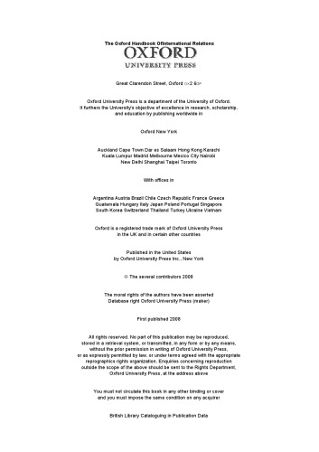 The Oxford Handbook of International Relations (Oxford Handbooks of Political Science)