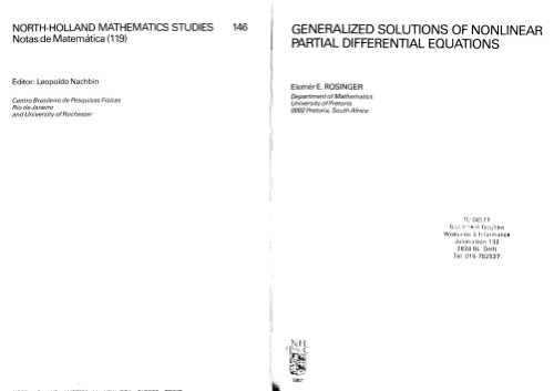Generalized Solutions of Nonlinear Partial Differential Equations