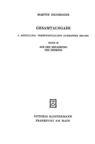 Aus der Erfahrung des Denkens