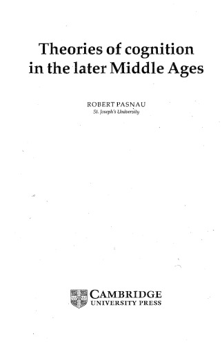 Theories of Cognition in the Later Middle Ages