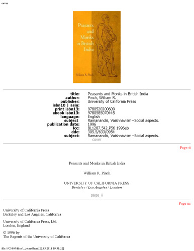 Peasants and Monks in British India