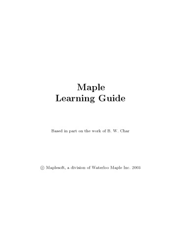 Maple Learning Guide