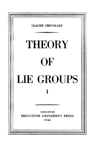 Theory of Lie Groups I.