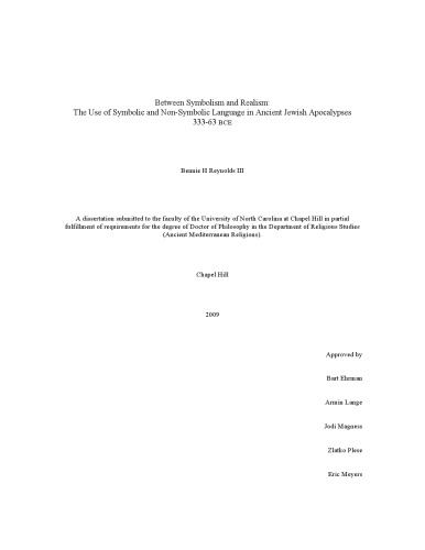 Between symbolism and realism: The use of symbolic and non-symbolic language in ancient Jewish apocalypses 333--63 BCE