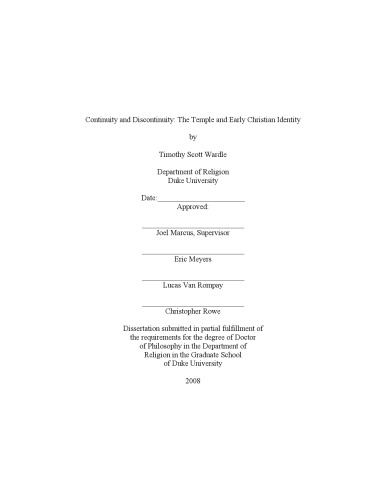 Continuity and discontinuity: The temple and early Christian identity