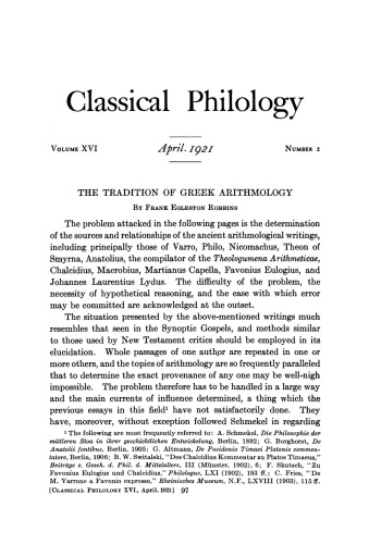 The Tradition of Greek Arithmology