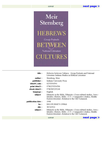 Hebrews between Cultures: Group Portraits and National Literature (Indiana Series in Biblical Literature)