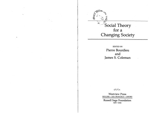 Social Theory for a Changing Society