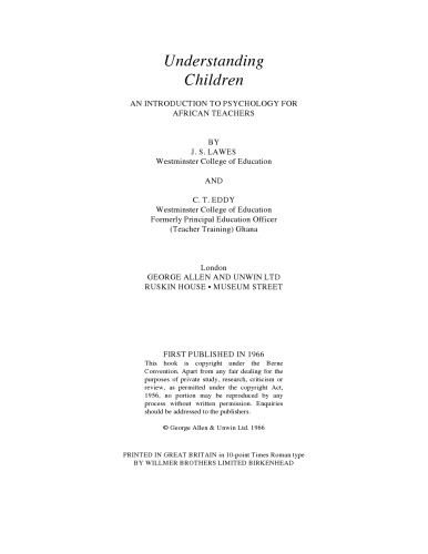 Understanding children: an introduction to psychology for African teachers
