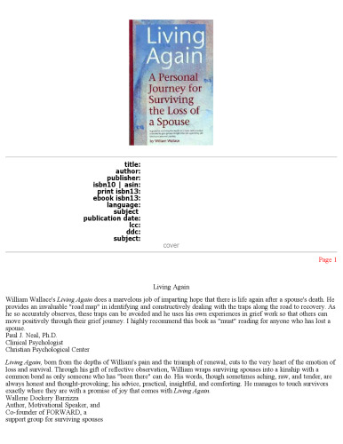 Living Again: A Personal Journey For Surviving the Loss of a Spouse