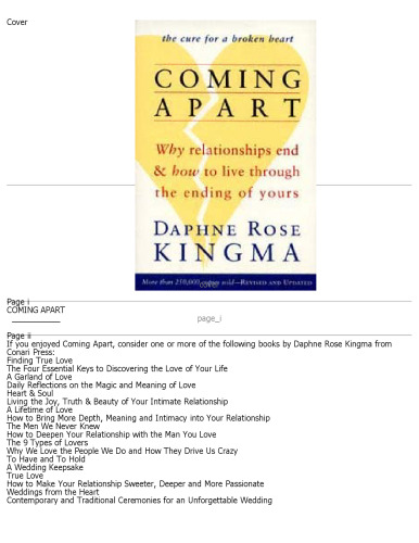 Coming Apart: Why Relationships End and How to Live Through the Ending of Yours