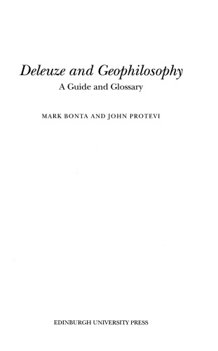 Deleuze and Geophilosophy: A Guide and Glossary