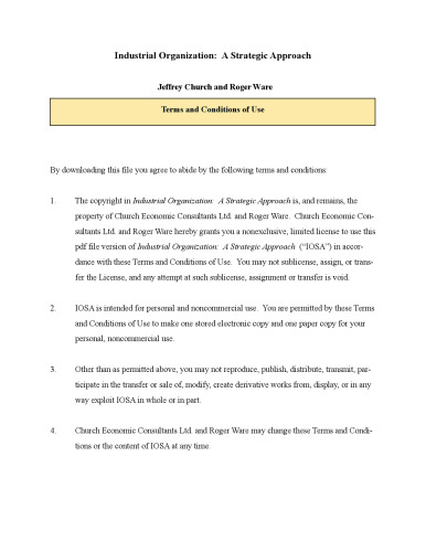 Industrial Organization: A Strategic Approach