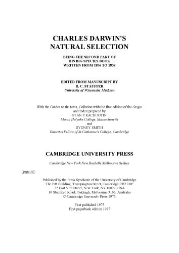 Charles Darwin's Natural Selection: Being the Second Part of his Big Species Book Written from 1856 to 1858