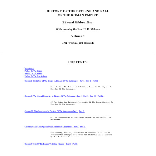 The Decline and Fall of the Roman Empire, Volume 1