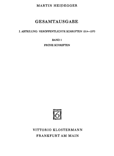 Frühe Schriften (1912-1916)