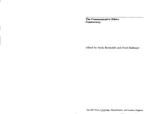 The Communicative Ethics Controversy (Studies in Contemporary German Social Thought)