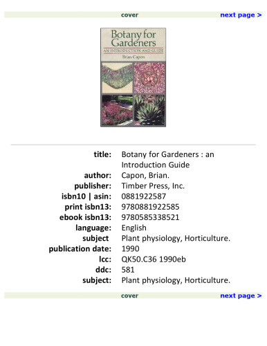 Botany for Gardeners: An Introduction and Guide