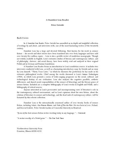 A Stanislaw Lem Reader