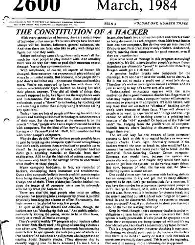 2600 Magazine - The Hacker Quarterly - 1984 - Volume 1 Issue 3